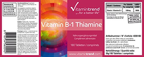 Vitamin B1 100mg Thiamin 180 Tabletten, vegi, Großpackung für 1/2 Jahr - 2