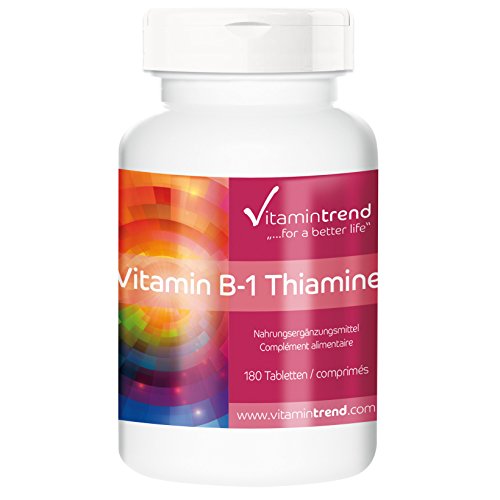 Vitamin B1 100mg Thiamin 180 Tabletten, vegi, Großpackung für 1/2 Jahr - 1